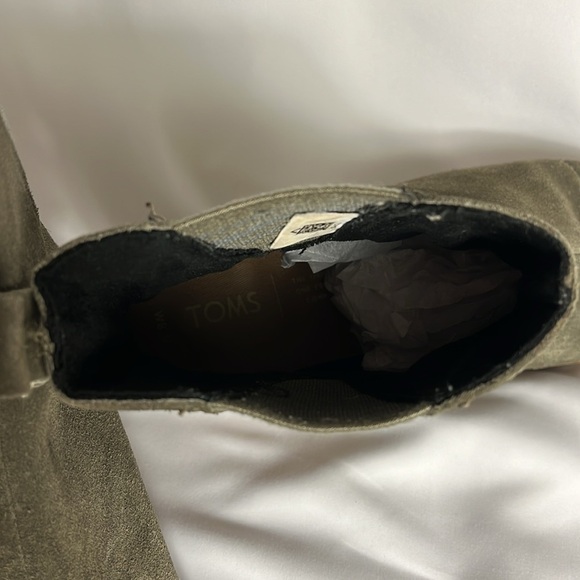 TOM'S Esme stacked heel suede upper ankle boots Sz 8.5 Green - Picture 7 of 8